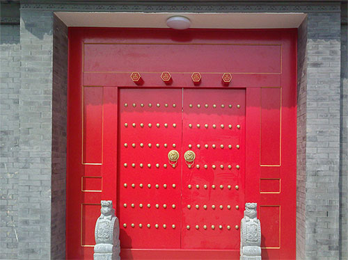 石阡中国传统四合院系列朱红色中式木制大门木作